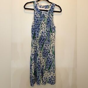 Tommy Hilfiger Blue and White Floral‎ Swing Dress - Size 10
